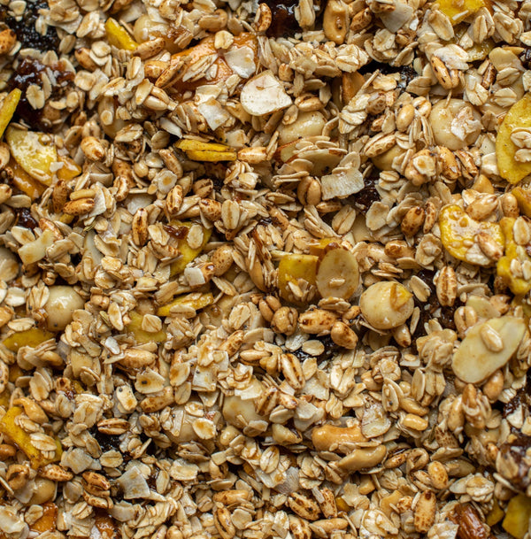 A close-up of granola.