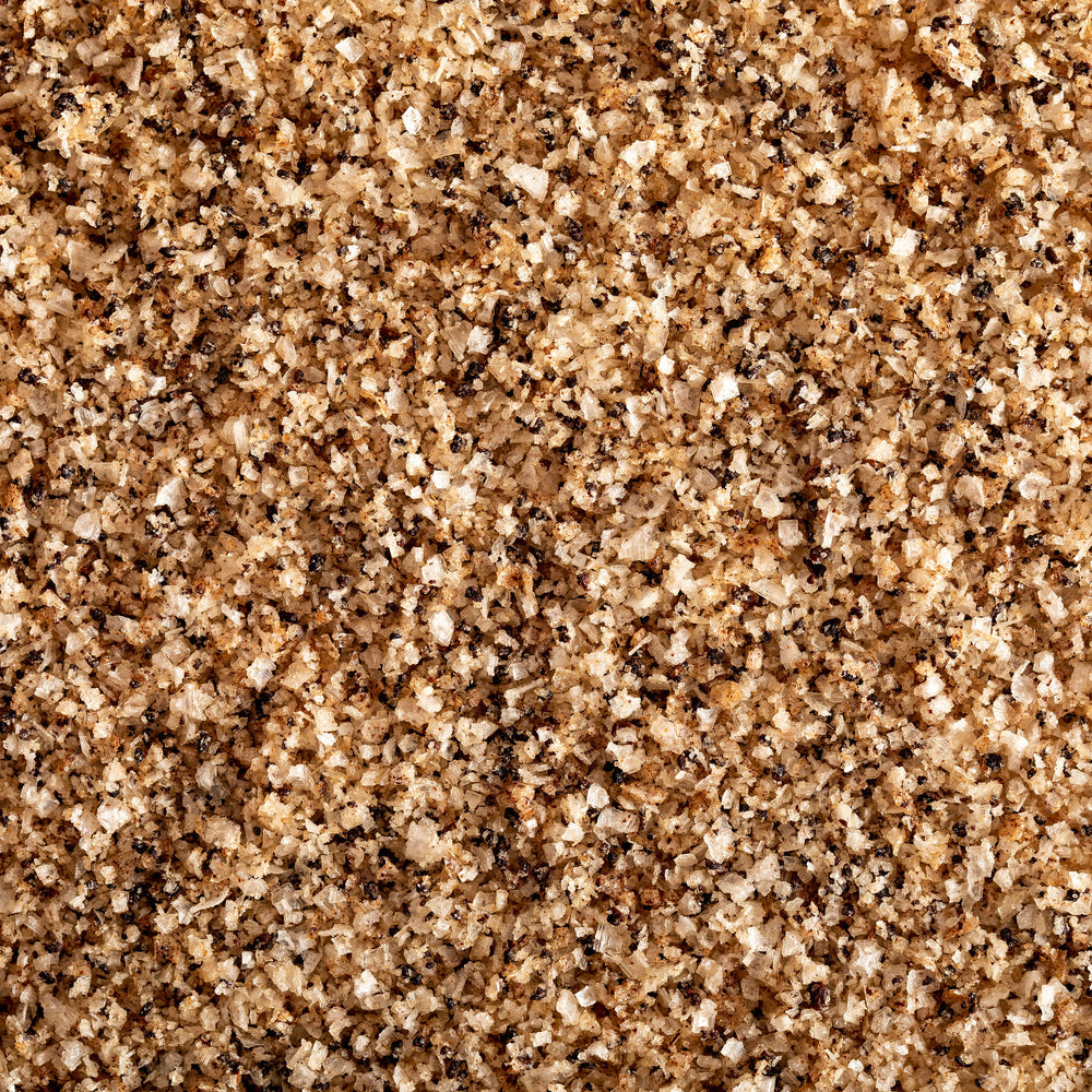Close up of Jacobsen Infused Black Garlic Ginger Salt. 