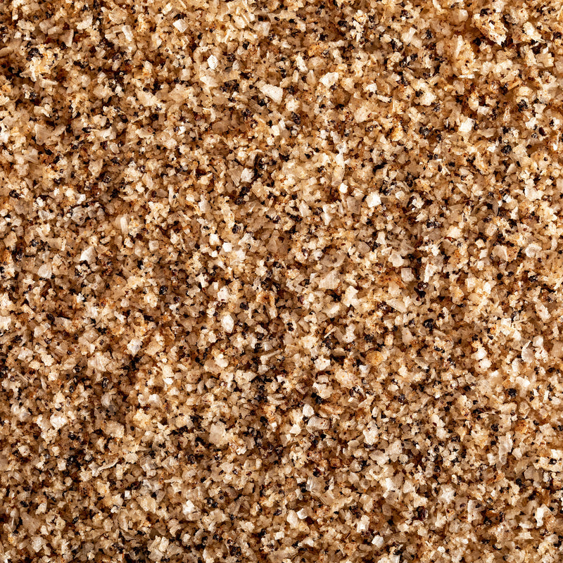 Close up of Jacobsen Infused Black Garlic Ginger Salt. 
