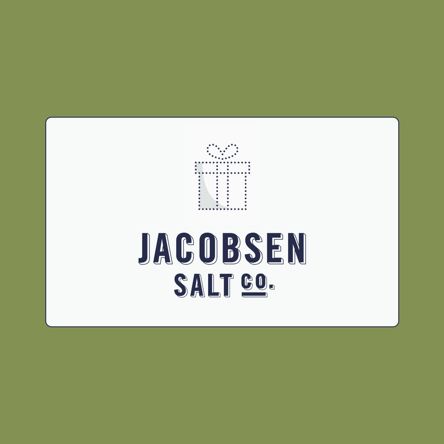 An electronic Jacobsen Salt Co gift card on a green background