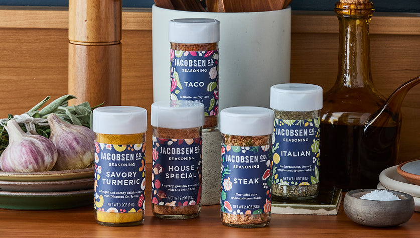 Curate your own Jacobsen Salt Co. seasoning box. Choose from your favorite seasoning blends, from furikake to steak seasoning.