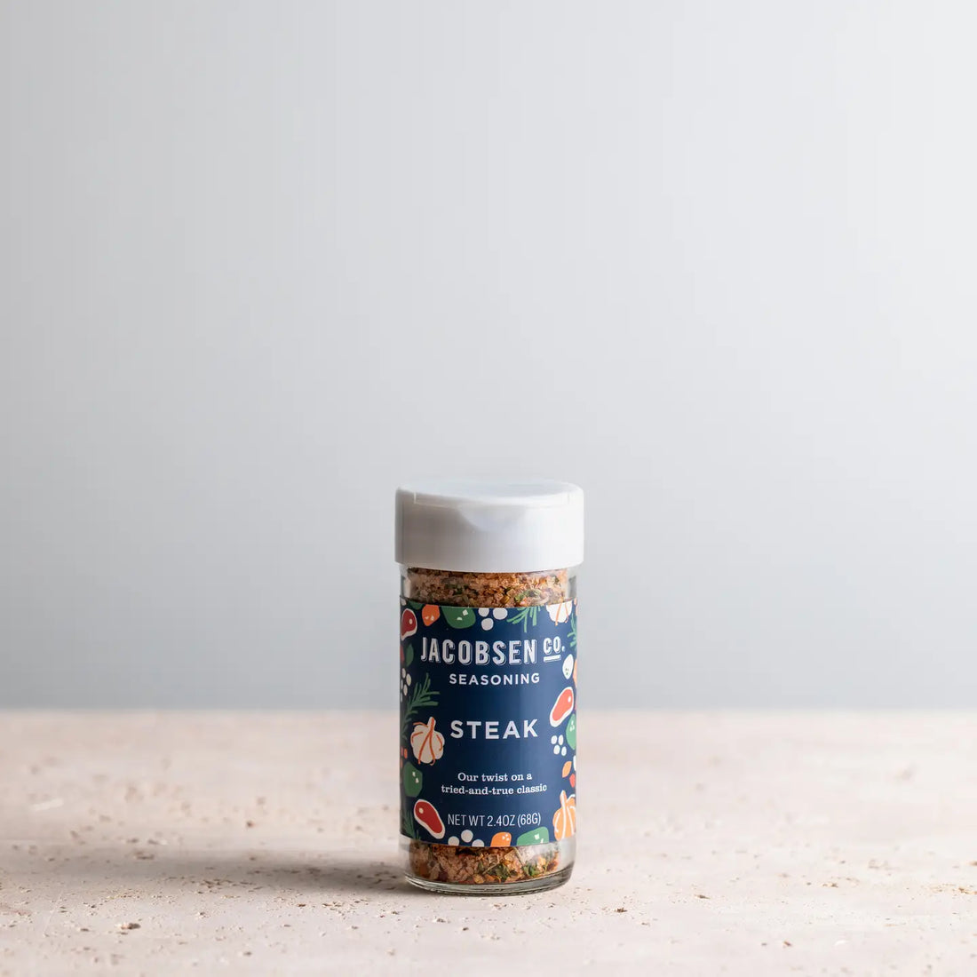 2.4 oz jar of Jacobsen Co. Steak Seasoning